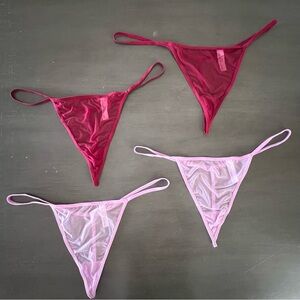 NEW Fashion Nova Red Orchid Pink Mesh G-string Panties 3X 4X Set 4 Underwear